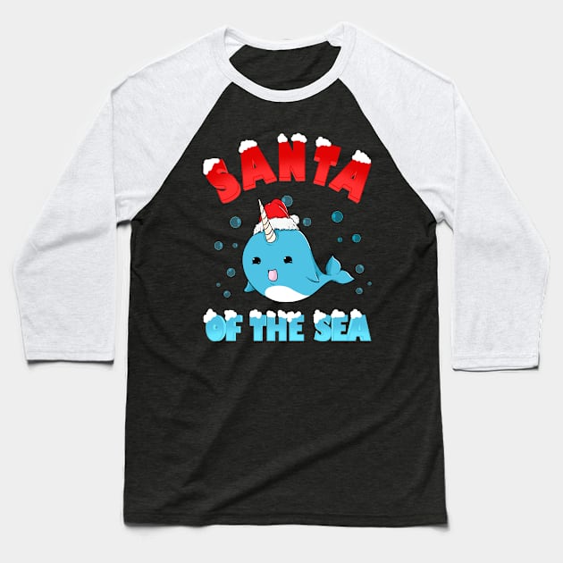 Narwhal Santa Unicorn of the sea Xmas Gift Baseball T-Shirt by savariya